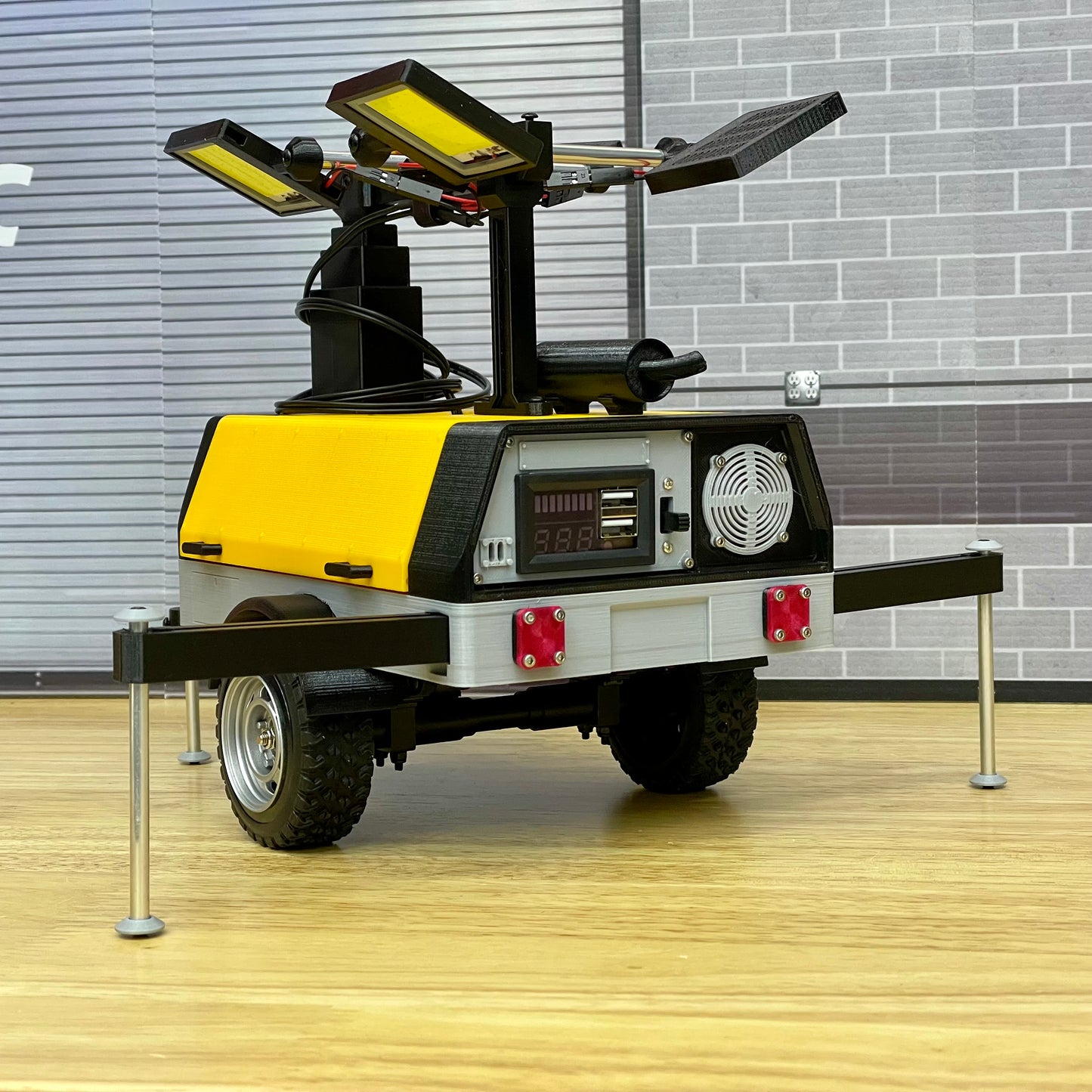 1/10 Scale Utility Light Trailer for RC Crawlers, Drift Tracks, Scale Accessories