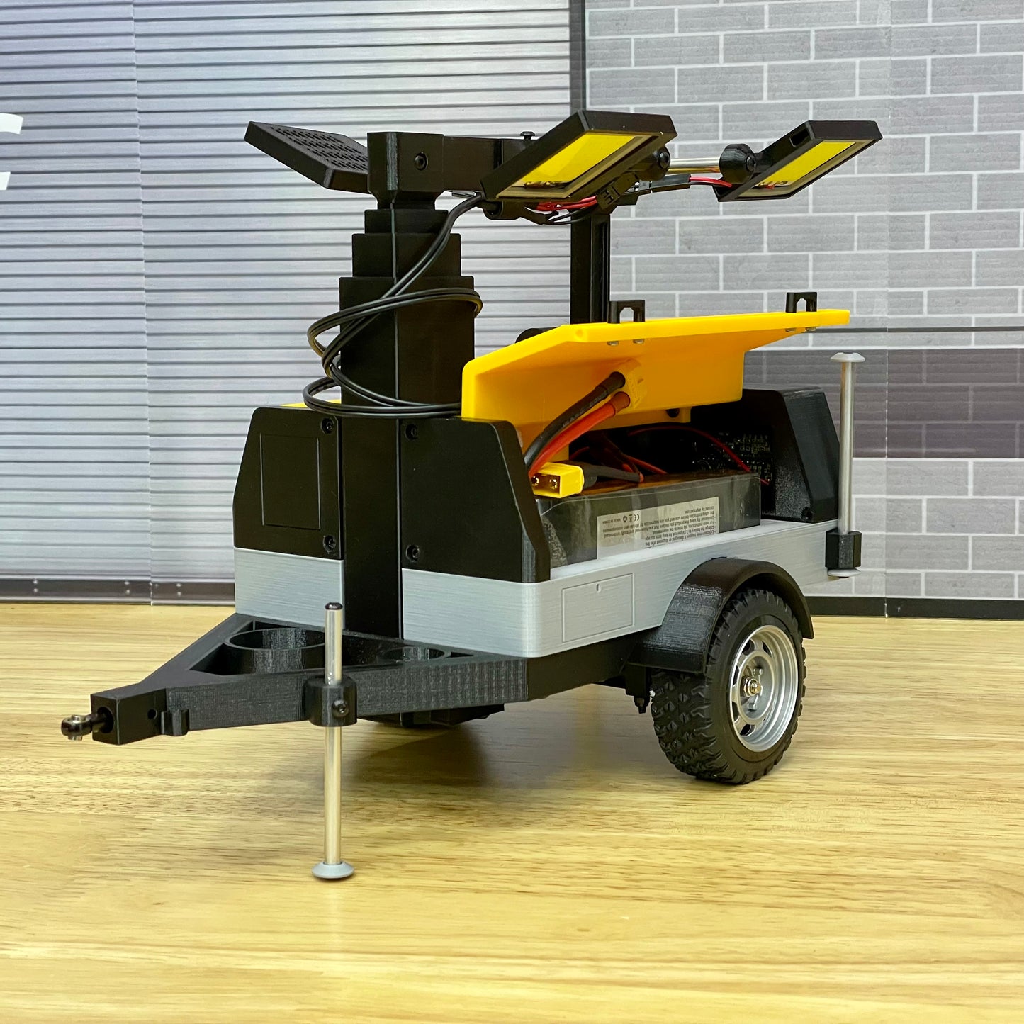 1/10 Scale Utility Light Trailer for RC Crawlers, Drift Tracks, Scale Accessories