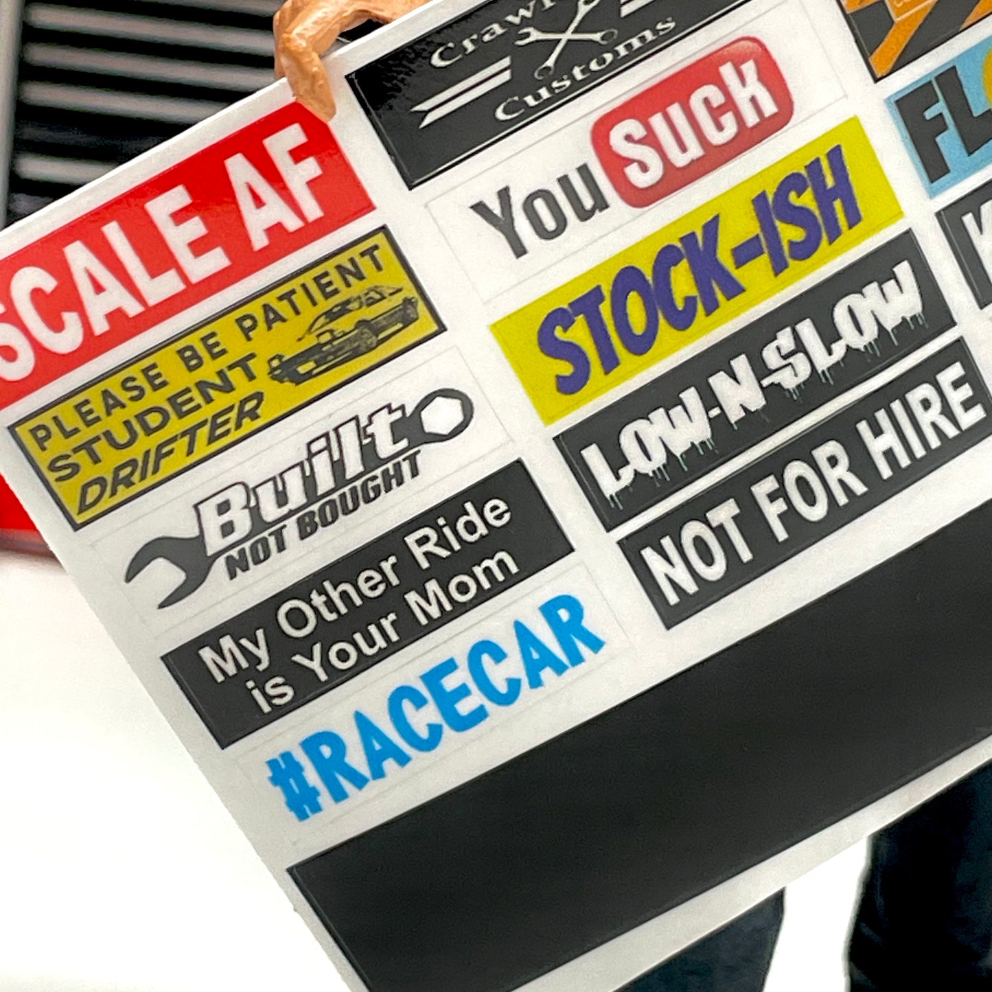 1/10 Scale Sticker Sheet Bumper Stickers Pre-cut RC Drift Crawler Low Rider