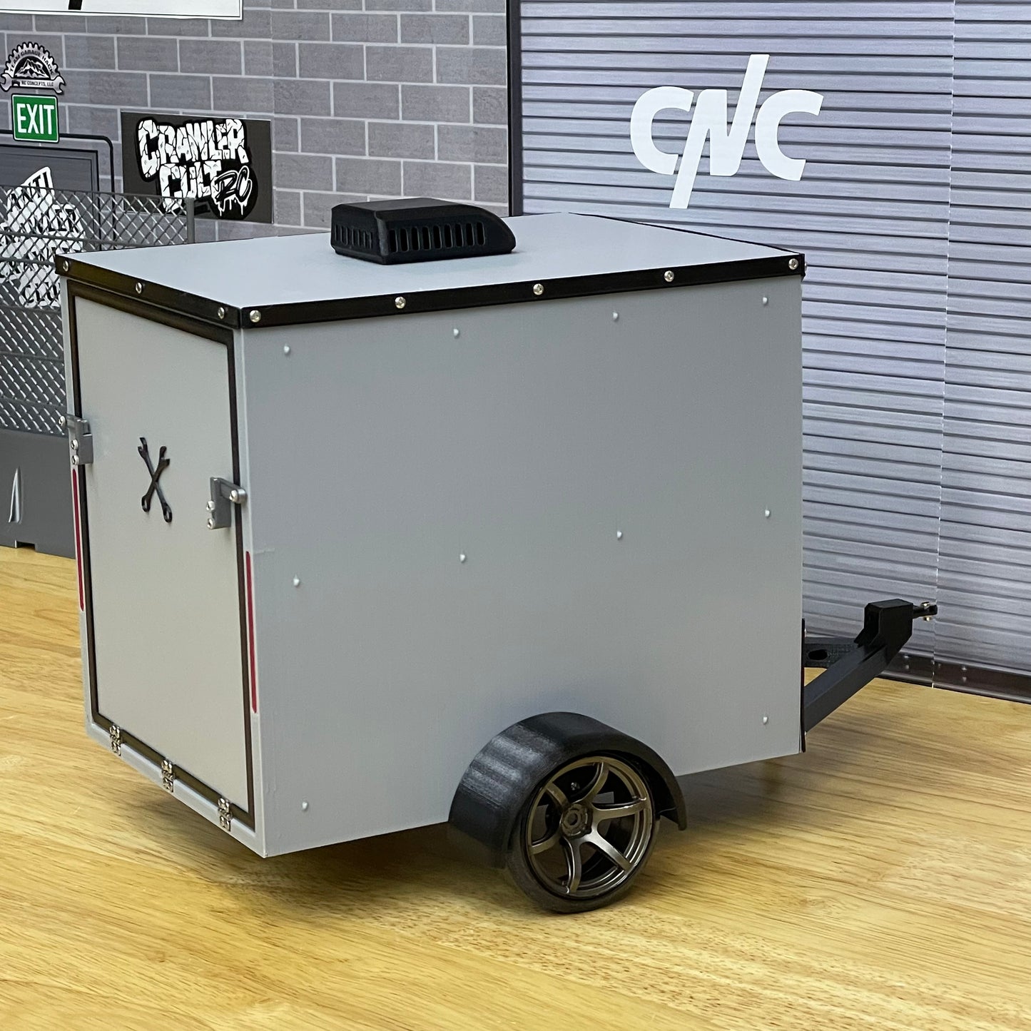 1/10 Scale Enclosed Utility Trailer Standard, Slammed or Lifted and Custom Options (NO WHEELS OR TIRES INCLUDED)