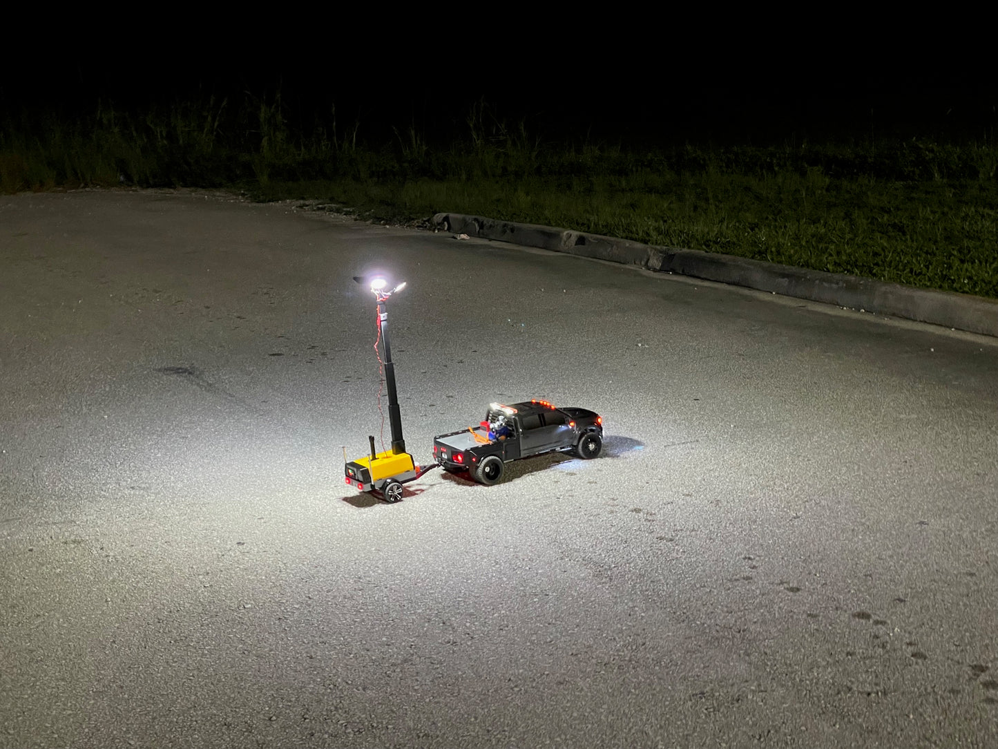 1/10 Scale Utility Light Trailer for RC Crawlers, Drift Tracks, Scale Accessories