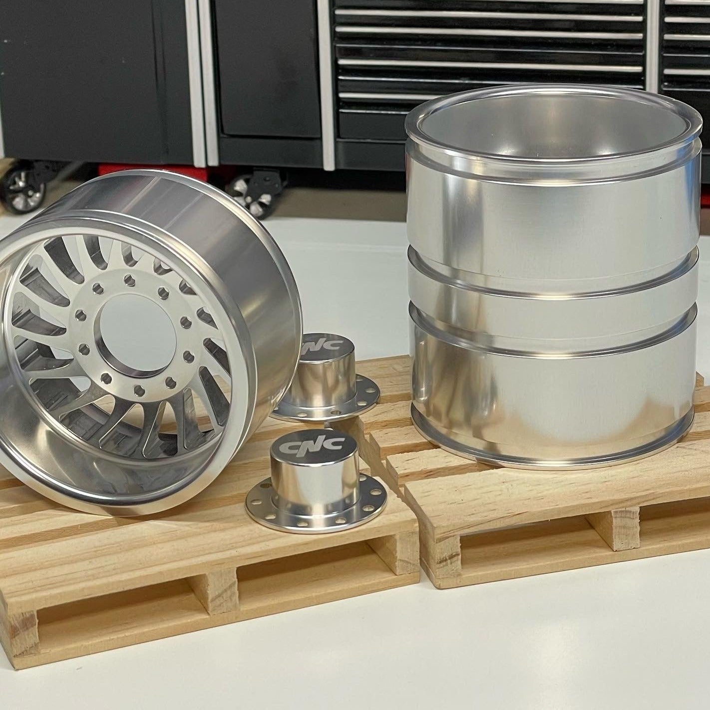 "Brodoz" Super Single Front and Dually Rear Directional Aluminum Billet Wheels: Comes as a Compete Set for the CEN F450