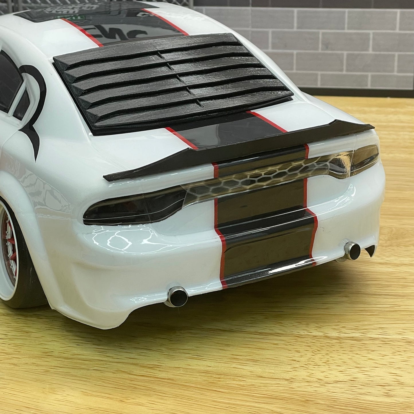 1/10 Scale Rear Wing / Spoiler for the APlastic 2022 Dodge Charger RC Drift Body w/free Front Bumper Brace