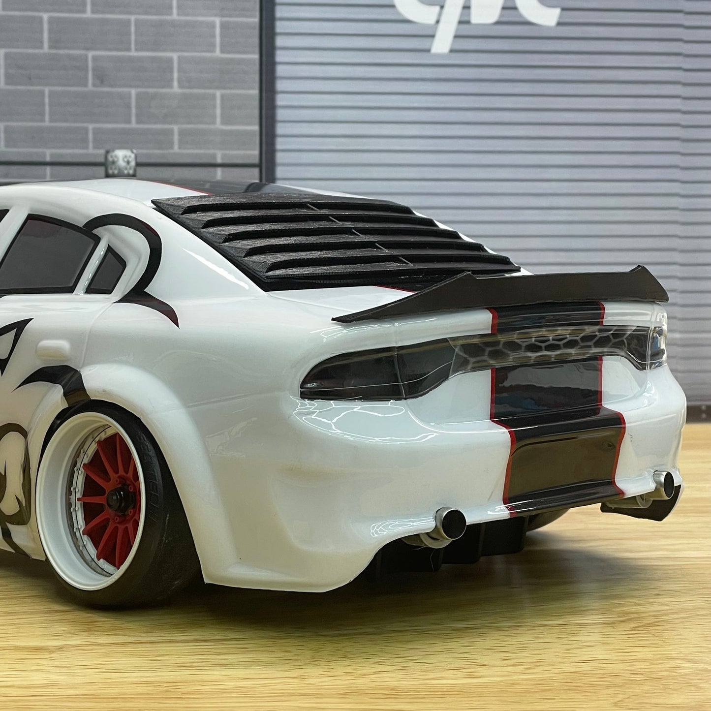 1/10 Scale Rear Wing / Spoiler for the APlastic 2022 Dodge Charger RC Drift Body w/free Front Bumper Brace