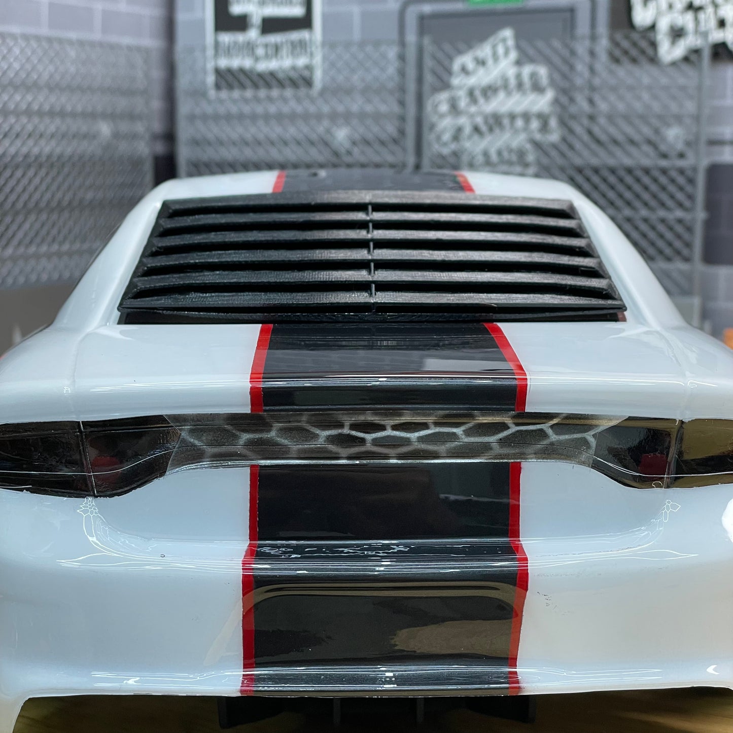 1/10 Scale Rear Window Louver for APlastic 2022 Dodge Charger RC Drift Body w/Free Rear View Mirrors