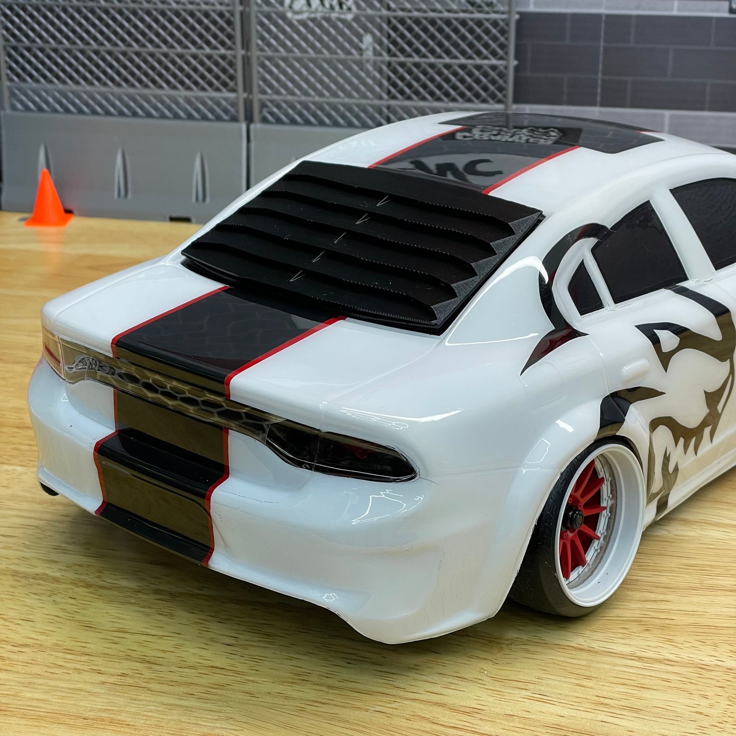 1/10 Scale Rear Window Louver for APlastic 2022 Dodge Charger RC Drift Body w/Free Rear View Mirrors