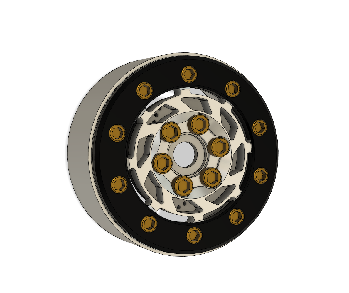 "Scarface Edition" Turbine 1.9" Competition Bead Lock Wheels Set of 4 w/ All Gold Titanium Hardware and Disc Brake Hubs
