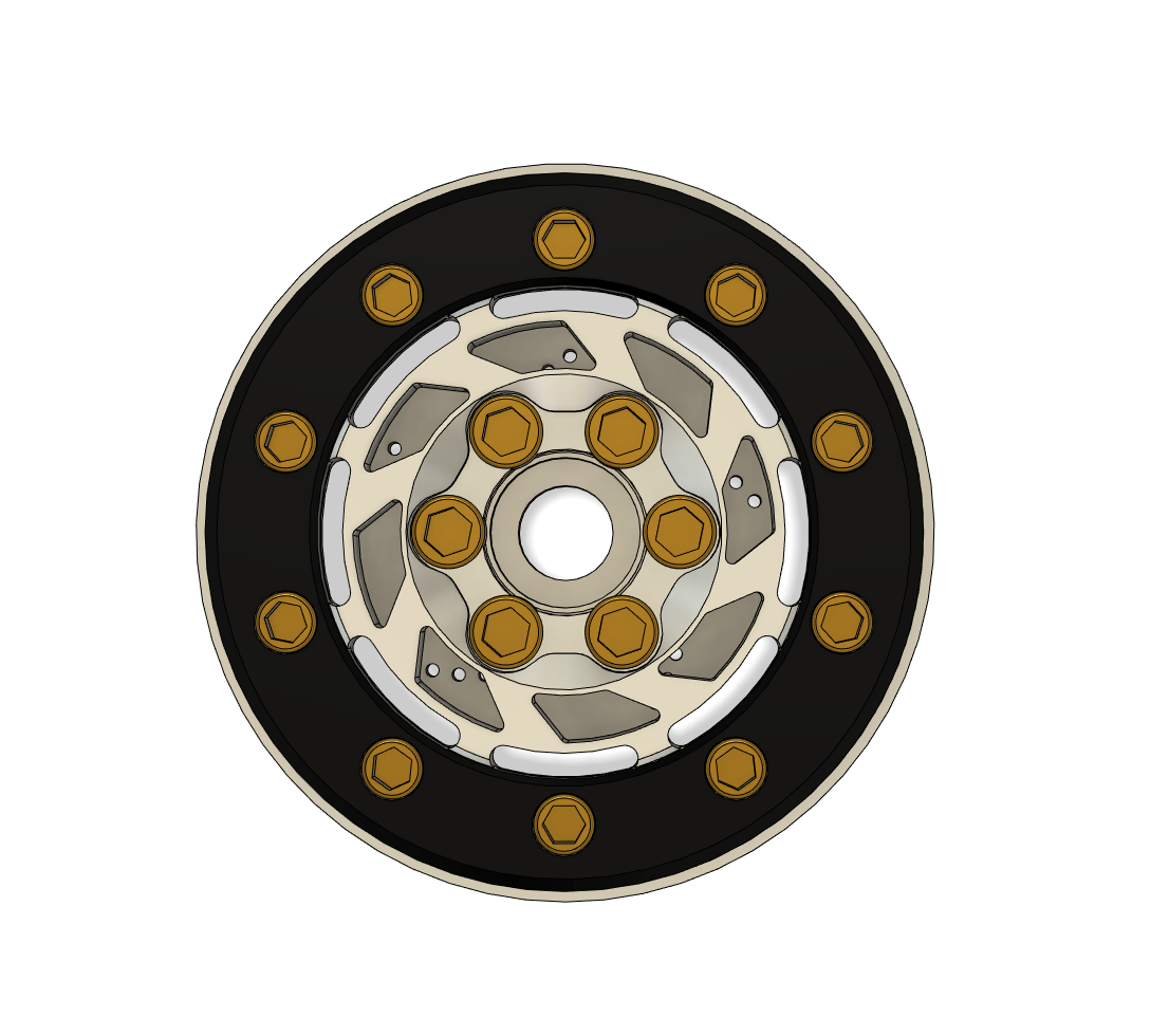 "Scarface Edition" Turbine 1.9" Competition Bead Lock Wheels Set of 4 w/ All Gold Titanium Hardware and Disc Brake Hubs
