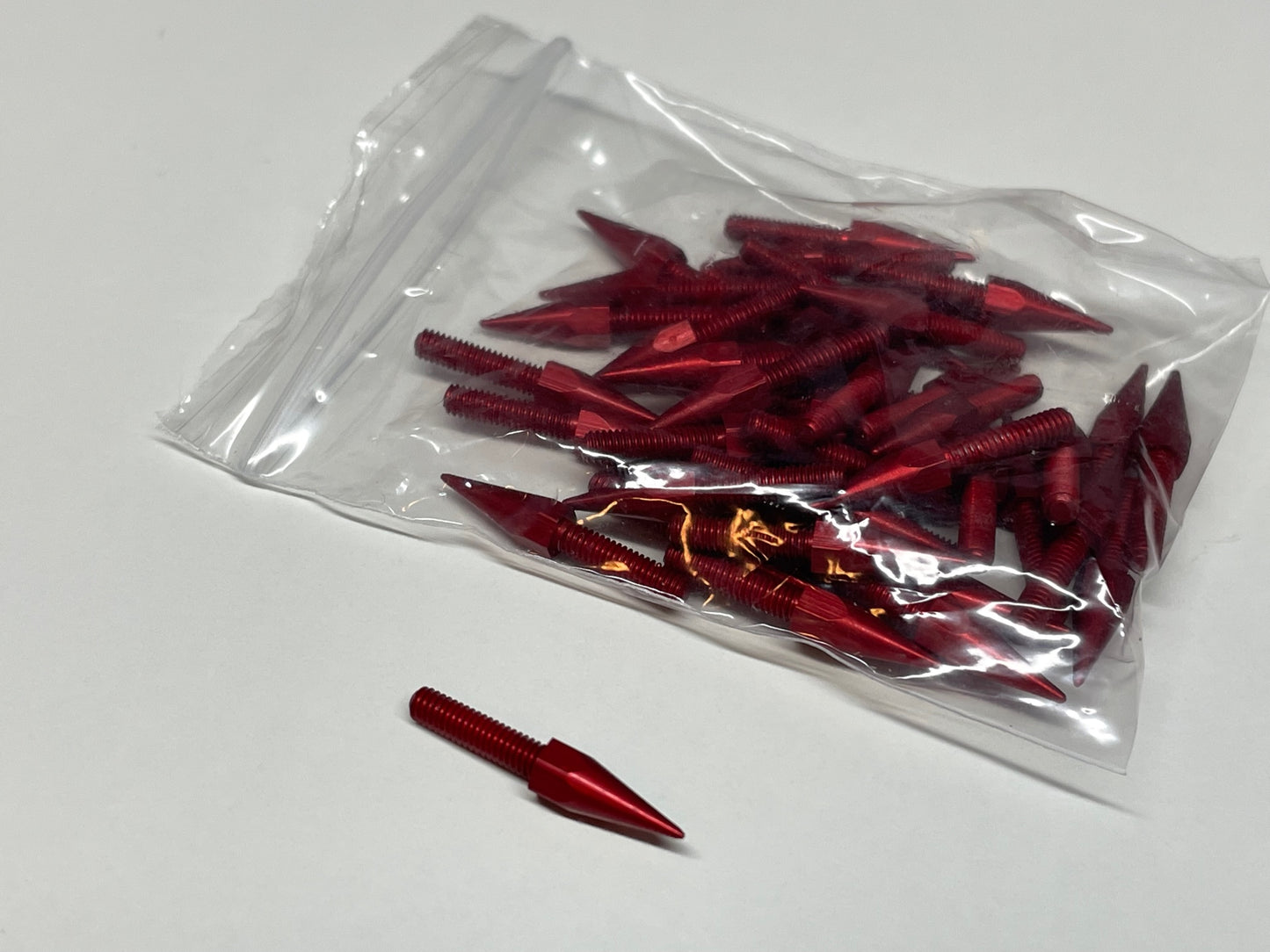 Aluminum Red Anodized Spiked Lugs m2.5 x 10mm 42 Count